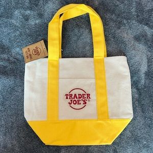 TRADER JOE'S MINI CANVAS TOTE BAG- YELLOW